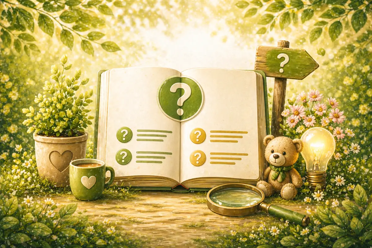 Åben bog med spørgsmål og natur