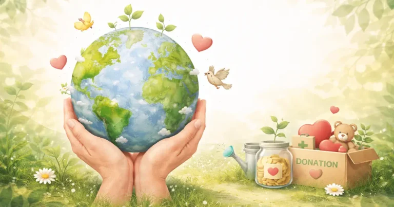 Jorden bliver holdt af menneske hænder