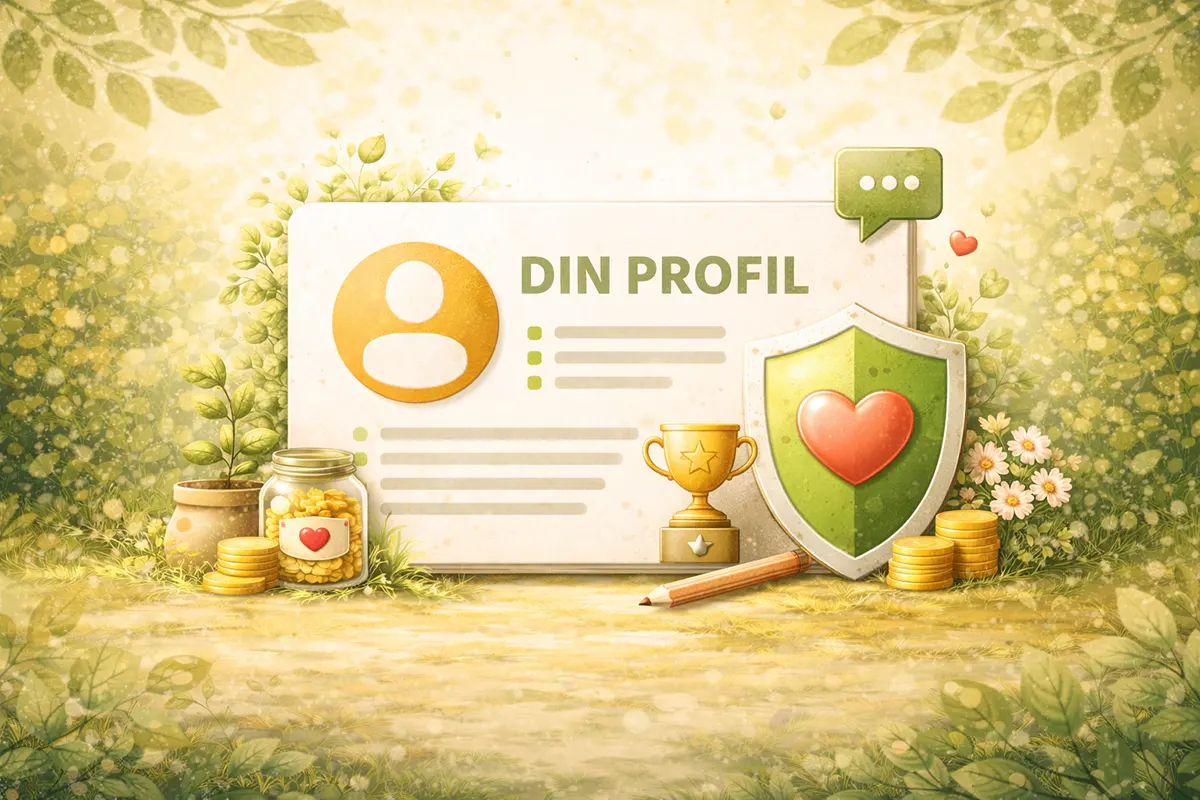 Profil med hjerte og trofæ