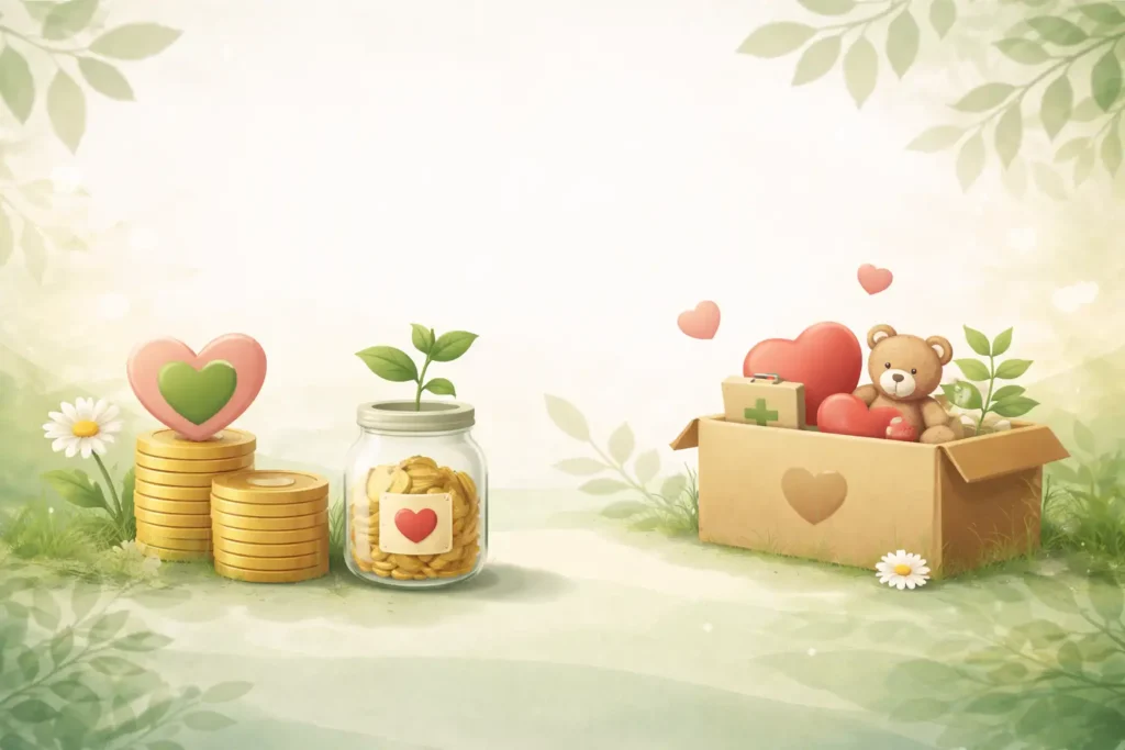 Kærlighed, donationer og støtte.